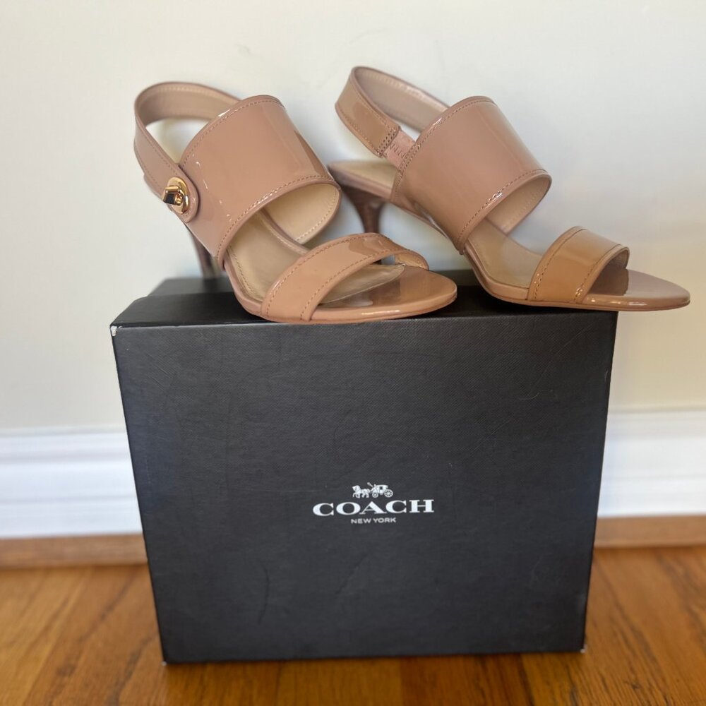 Coach Marla Patent Slingback Heels – Warm Blush, Size 6 (Excellent w/ Box)